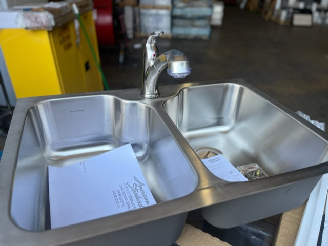 Am Standard 33x22x9 Dual Mount Stainless Steel Sink w/Faucet